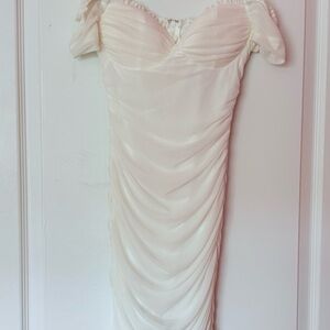 Windsor Cream Ruched Sheath Mini Dress